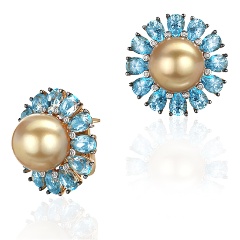Изображение товара Элегантные серьги из желтого золота с топазами, жемчугом и бриллиантами GEVORKYAN 01С6311959-2