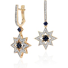 Изображение товара Элегантные серьги GEVORKYAN 01С6312342-3 из желтого золота с бриллиантами и сапфирами
