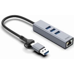Изображение товара Сетевой адаптер Gigabit Ethernet Digma DLA-GEUCH3 USB 3.0 с USB Hub и поддержкой OTG