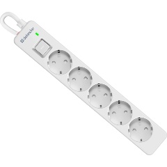 Изображение товара Сетевой фильтр Defender DFS 135 5 м 5 розеток белый защита