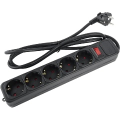 Изображение товара Сетевой фильтр Perfeo "REAL POWER", 3500W, 1,8м, 5 розеток, тройная защита, черный.