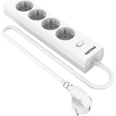 Изображение товара Сетевой фильтр Philips 4 Розетки, кабель - 5M белый