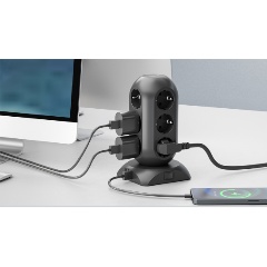 Изображение товара Сетевой фильтр TESSAN TPS02-DE Black 12 розеток USB защита от перенапряжения