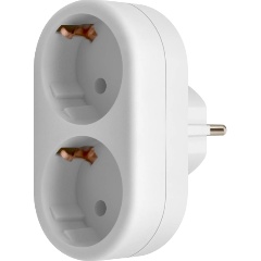 Изображение товара Тройник Defender TA-03 2 розетки белый евро с заземлением