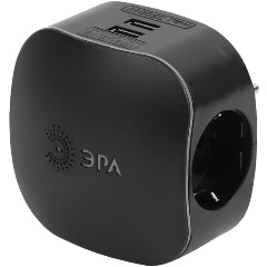 Изображение товара Сетевой разветвитель ЭРА с заземл. со шторками 3 розетки 220В 16А + 2xUSB 2100mA, Чёрный, SP-3e-USB (Б0046364)