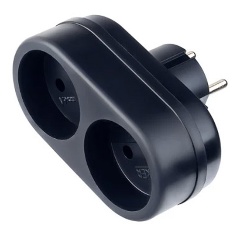 Изображение товара Сетевой разветвитель Perfeo "RU POWER' 2 розетки, 6А, без заземления, черный (2Т)