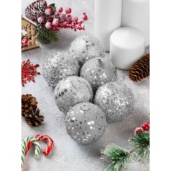 Изображение товара Шары елочные Elan Gallery, 6 штук, Серебро 8 см