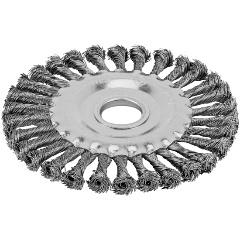 Изображение товара Щетка для УШМ 125 мм, посадка 22.2 мм, плоская, крученая металлическая проволока, СИБРТЕХ, 746327