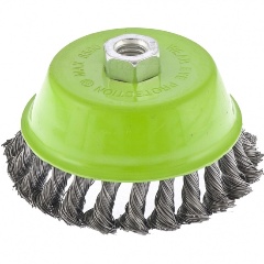 Изображение товара Щетка для УШМ, 75 мм, М14, "чашка", крученая металлическая проволока, СИБРТЕХ, 746247