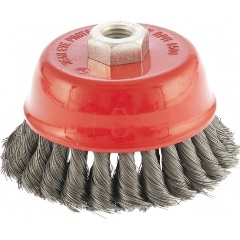 Изображение товара Щетка для УШМ, 75 мм, М14, "чашка", крученая проволока 0.8 мм, MATRIX, 74622