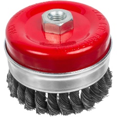 Изображение товара Щетка-крацовка чашечная, усиленная, витая стальная проволока, посадочная гайка М14, 100мм, (шт.) РемоКолор
