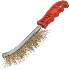 Изображение товара Щетка металлическая латунированная, пластиковая ручка, MATRIX, 74827