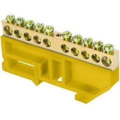 Изображение товара Шина нулевая кросс-модульная EKF N 6х9 10 отверстий латунь на DIN-рейку PROxima