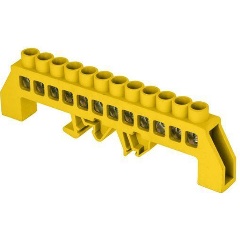 Изображение товара Шина нулевая (кросс-модуль) EKF PE 8х12 12 отвер. латунь желт. нейлоновый корпус комбинированный PROxima, sn0-125-12-dpe