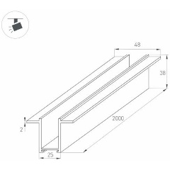 Изображение товара Шинопровод магнитный встраиваемый Arlight Mag-Track-2538-F-2000 033244
