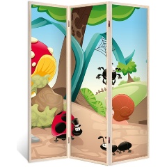 Изображение товара Ширма перегородка ДЕКОР ДЕПО деревянная Жучки-паучки 3 створки кремовый дуб 176x140 см