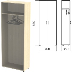 Изображение товара Каркас шкафа для одежды 700х350х1830 мм дуб молочный Канц ШК40.15.2