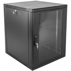 Изображение товара Шкаф коммутационный ЦМО (ШРН-15.500-9005) настенный 15U 600x529мм пер.дв.стекл 200кг черный