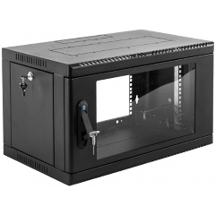 Изображение товара Шкаф коммутационный ЦМО (ШРН-6.350-9005) настенный 6U 600x350мм пер.дв.стекл 200кг черный