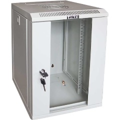 Изображение товара Шкаф Lanmaster настенный 10", 12U 312x300, стеклянная дверь, серый TWT-CBW10G-12U-3x3-GY