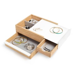 Изображение товара Элегантная деревянная шкатулка для украшений Umbra Stowit с отделениями