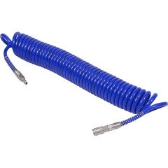 Изображение товара Шланг пневматический МАСТАК 680-10115SQ спиральный, высокого давления, 10х15мм, 15 м, полиуретановый, фитинги