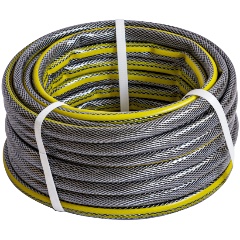 Изображение товара Шланг поливочный Yard КОБРА ПВХ армированный, мягкий, 3-х слойный, серый, 2.5 мм, D 3/4, 50м 66-3-650