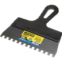 Изображение товара Шпатель STAYER "PROFESSIONAL" нержавеющий зубчатый с пластмассовой ручкой, 200мм, зуб 8х8мм 1009-20-08