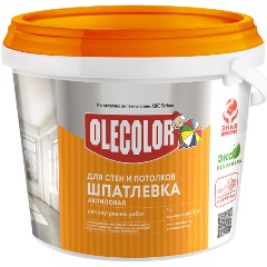 Изображение товара Шпатлевка для внутренних работ Olecolor, акриловая, 0,9 кг, белая