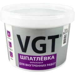 Изображение товара Шпатлевка VGT для внутренних работ, акриловая, 3.6 кг.
