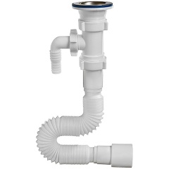 Изображение товара Сифон гофрированный Orio, с нержавеющим выпуском 1 1/2" x 40 мм/50 мм, 1325 мм