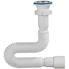 Изображение товара Сифон гофрированный Orio, с нержавеющим выпуском 1 1/2" x 40 мм/50 мм, 850 мм