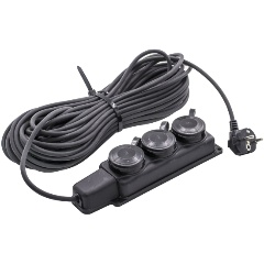 Изображение товара Силовой удлинитель Very 3 розетки, каучук, IP44, КГ 3x1,5мм?, 16А, 3,5кВт, с заземлением, 10м, (шт.) 89-0-081