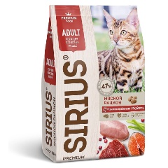 Изображение товара Корм сухой Sirius для кошек, мясной рацион, 1,5 кг