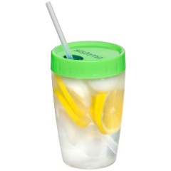 Изображение товара Стакан с трубочкой Sistema тритан 525 мл зеленый ударопрочный
