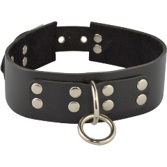 Изображение товара Ошейник SITABELLA Черный кожаныйс кольцом и клепками