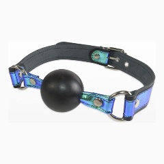 Изображение товара Кляп-шарик SITABELLA на чёрно-синих ремешках для ролевых игр