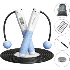 Изображение товара Скакалка PROIRON умная с дисплеем, бело-синяя, ПРО042