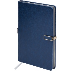 Изображение товара Скетчбук, слоновая кость 140 г/м2 130х210 мм, 80 л., КОЖЗАМ, застежка металл, BRAUBERG ART CLASSIC, "Inspiration", под кожу, синий, 116465