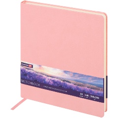 Изображение товара Скетчбук, слоновая кость 140 г/м2 200х200 мм, 80 л., КОЖЗАМ, резинка, BRAUBERG ART CLASSIC, пастель розовый, 116880