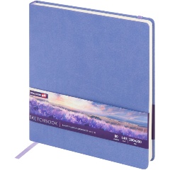 Изображение товара Скетчбук, слоновая кость 140 г/м2 200х200 мм, 80 л., КОЖЗАМ, резинка, BRAUBERG ART CLASSIC, пастель сиреневый, 116881