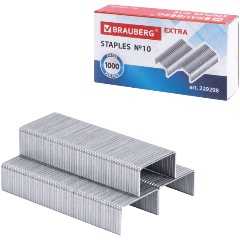 Изображение товара Скобы для степлера цинковое покрытие №10, 1000 штук, BRAUBERG "EXTRA", до 20 листов, 229298