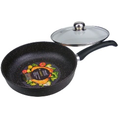 Изображение товара Сковорода глубокая с крышкой Panairo "Harfe", литой алюминий, 24 см (HA-24-G)