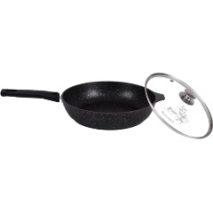 Изображение товара Сковорода Kukmara Темный мрамор 26см с съемной ручкой и стеклянной крышкой