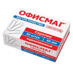 Изображение товара Скрепки большие ЭКСТРА ОФИСМАГ 50 мм оцинкованные 50 штук, 271317