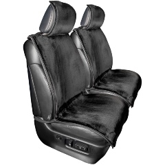 Изображение товара Накидка сиденья меховая искусственная мутон SKYWAY ARCTIC Черный Гладкая, 2 предмета