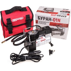 Изображение товара Компрессор SKYWAY БУРАН-01N металлический 40л/мин в прикуриватель, сумка, фиксатор давления, 10 атм