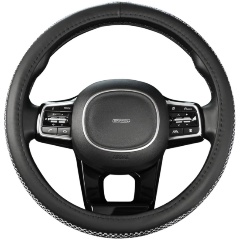 Изображение товара Оплетка SKYWAY Crystal-1 M Черная экокожа/синие стразы