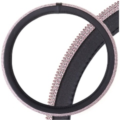 Изображение товара Оплетка SKYWAY Crystal-2 M Черная экокожа/розовые стразы