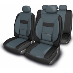 Изображение товара Чехлы сиденья SKYWAY Protect Plus- 1 велюр/сетка11 предм. черно/темно-серый